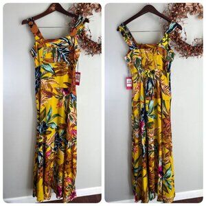 Vince Camuto Womens Floral Print Rayon Maxi Dress XS Playful Paisley Yellow